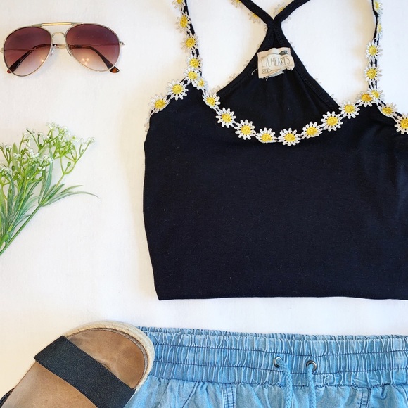 PacSun Tops - Pacsun Black Tank Top with Daisies